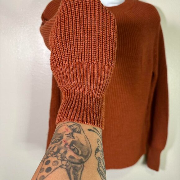 Jessica Simpson Bell Sleeve Rib Knit Crewneck Sweater in Sienna - Picture 4 of 5